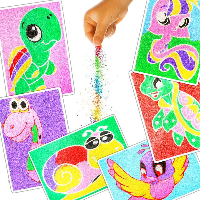 6 in 1 Sand Art Pictures Craft Kit – Peel & Stick Sand Painting Set for Kids