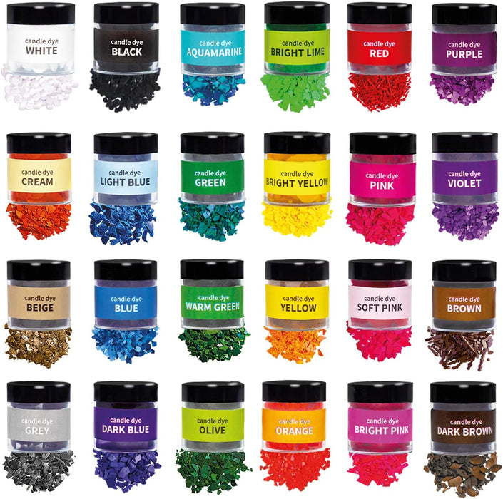 Candle Dyes - Set 24-Color Wax Candle Dyes in 0.1 oz. jars - For Candle Making