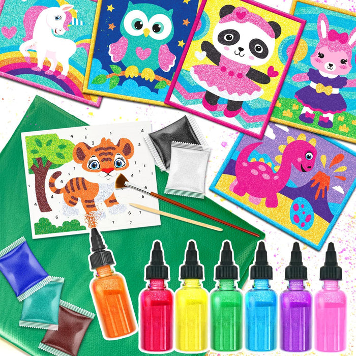 Sand art - DIY Craft set - Sticker and glue - Colorful sand art pictures for kids