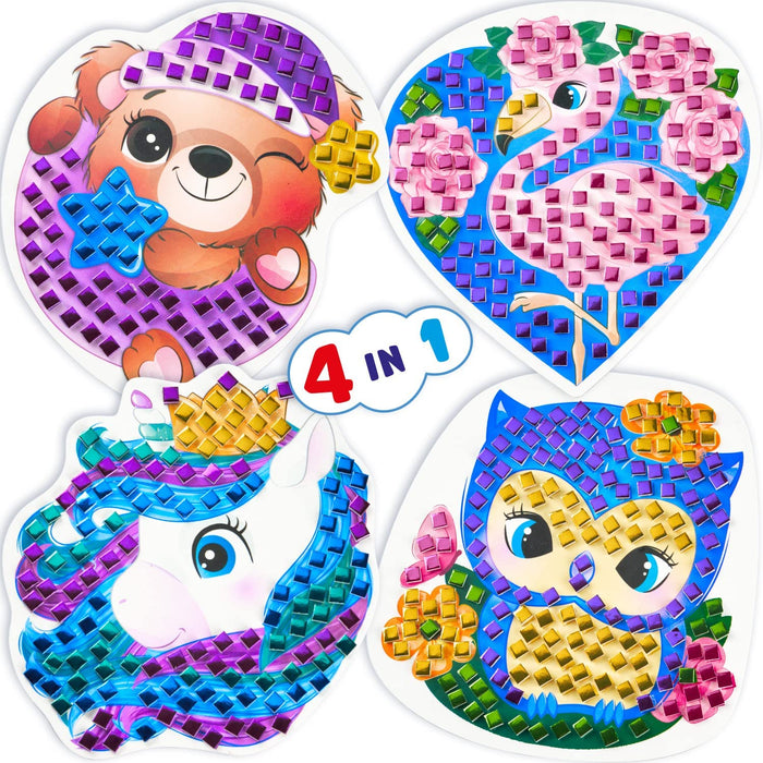 Mosaic Sticker Set 1 - Art Kits for Kids - Sticky Number Mosaic - 4 in 1 Set