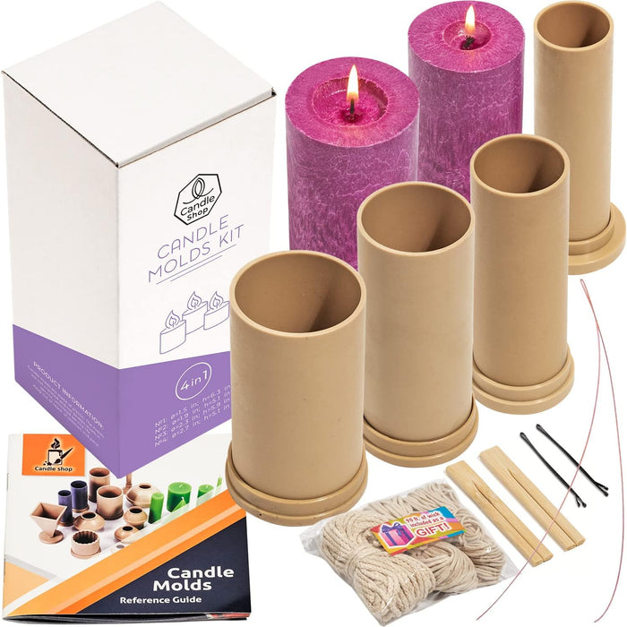 Candle molds for Making Candles - Plastic Сylinder Form Set (4 Candle molds)