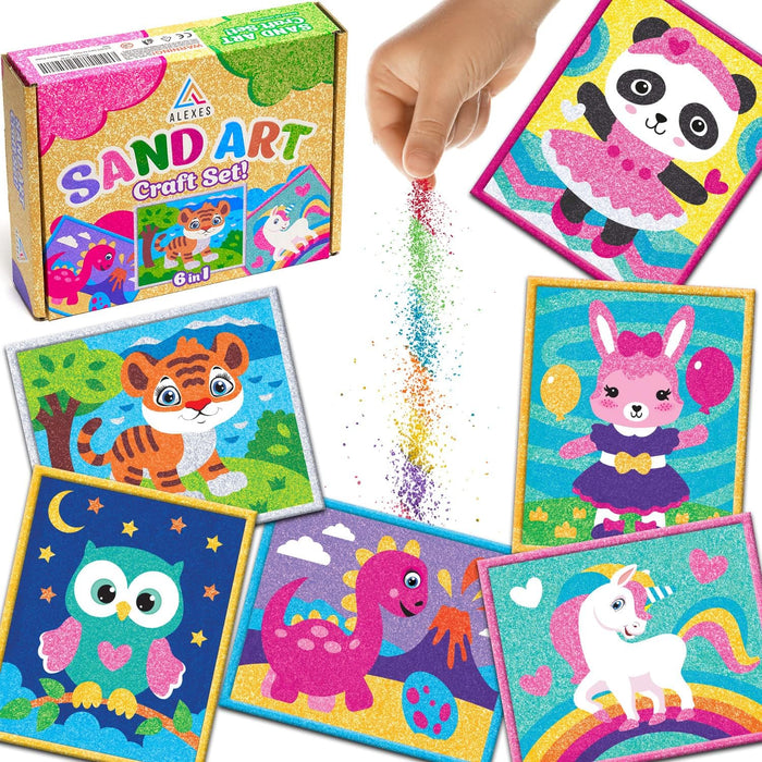 Sand art - Craft set - Sticker and glue - Colorful sand art pictures for kids