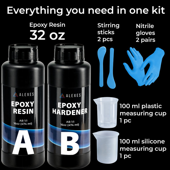 Epoxy Resin 32oz (16oz + 16 oz) A: B Epoxy + Hardener