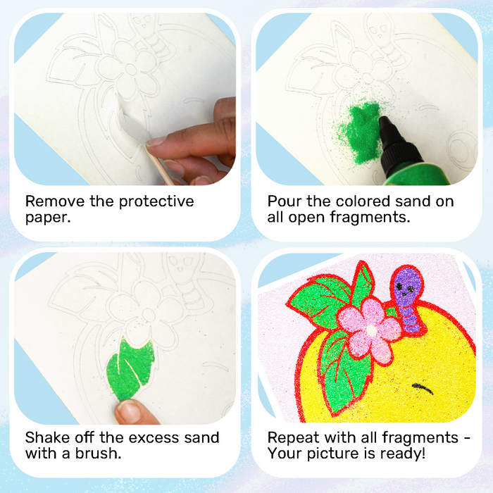 9 in 1 Sand Art Pictures – Color Splash Sand Painting Kit – Creative Animals & Fruits Set