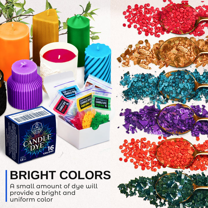 Candle Dyes - Set 16-Color Soy Wax Candle Dye Сhips - For Candle Making