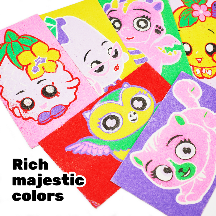 6 in 1 Sand Art Pictures – Color Splash Peel & Stick Sand Art Kit for Kids – Fruits & Animals Design