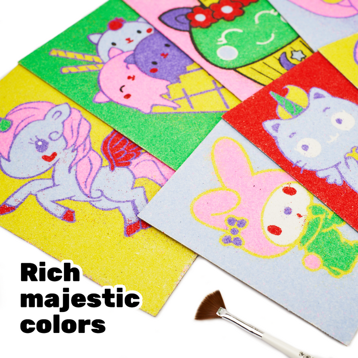 12 in 1 Sand Art Pictures Craft Kit – Color Sand Painting Set – Sticker Mosaic Art for Kids