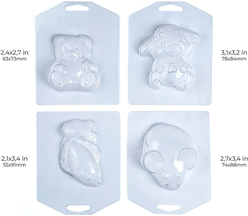 Soap Molds - ALEXES 4 Animals Plastic Molds Set - For Soap Making