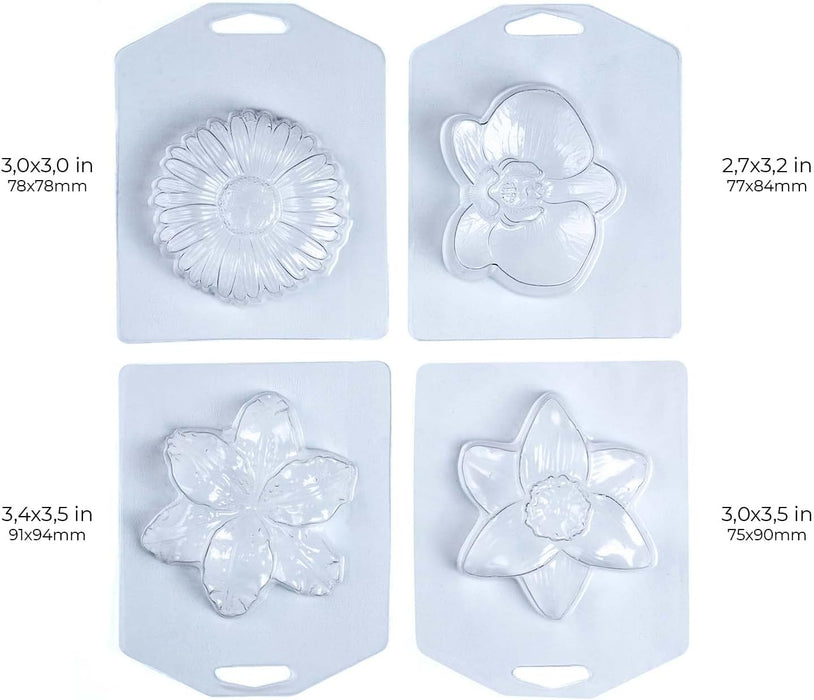 Soap Molds - ALEXES 4 Flowers Plastic Molds Set - For Soap Making