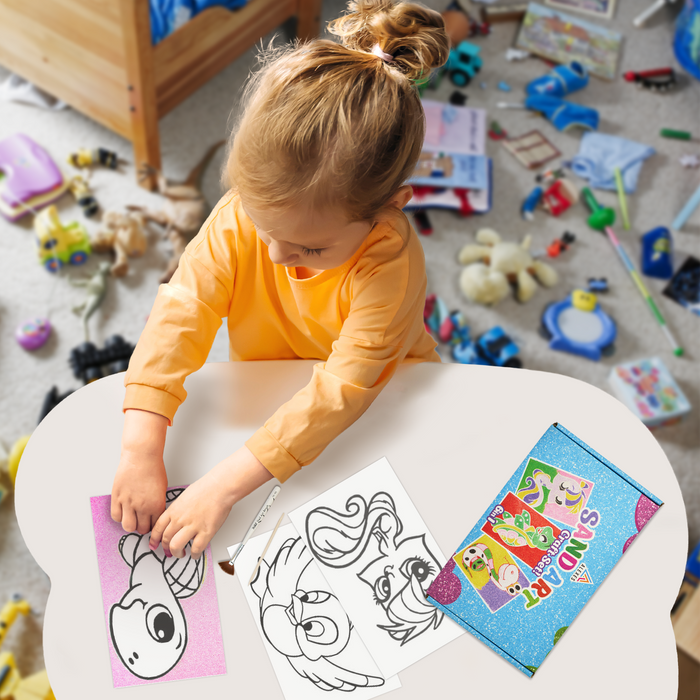 6 in 1 Sand Art Pictures Craft Kit – Peel & Stick Sand Painting Set for Kids