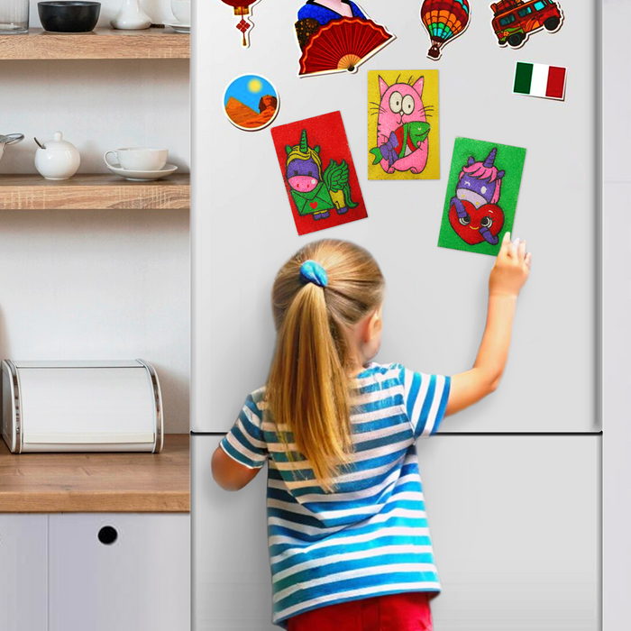 9 in 1 Sand Art Pictures Kit – Color Splash Sticker Sand Art for Kids – Fruits & Animals Theme