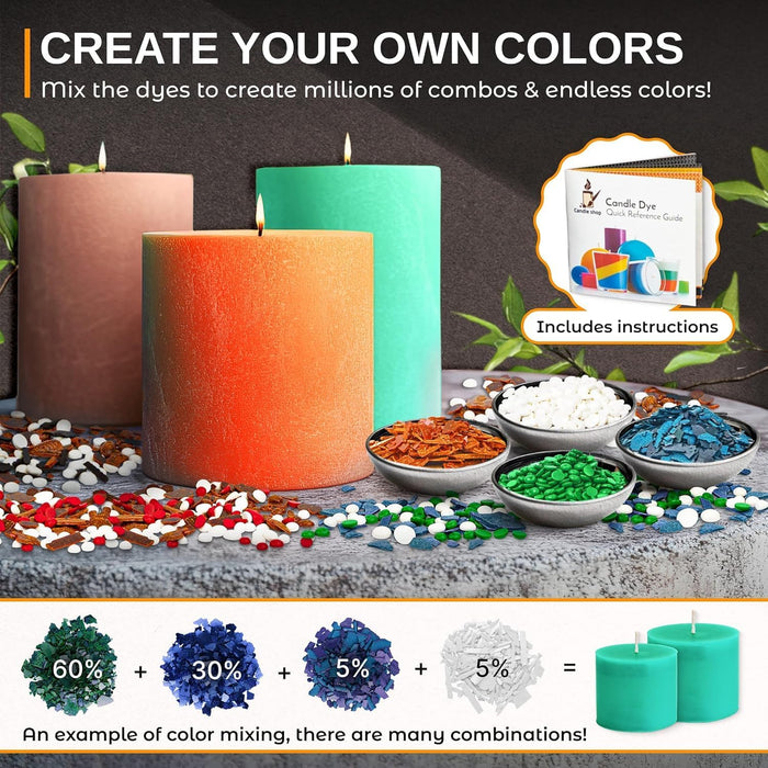 Candle Dyes - Set 24-Color Wax Candle Dyes in 0.1 oz. jars - For Candle Making