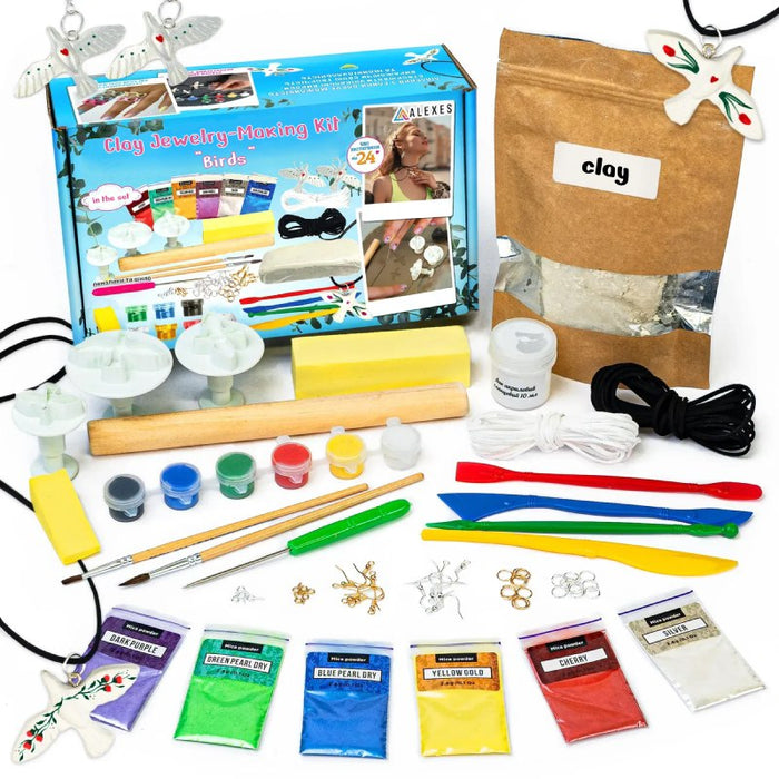 Clay Jewelry-Making Kit “Birds” – DIY Art Set for Kids and Adults