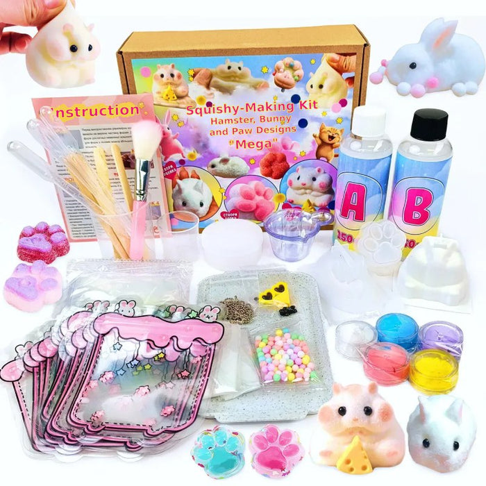 Squishy-Making Kit – Hamster, Bunny, and Paw Designs "Mega"