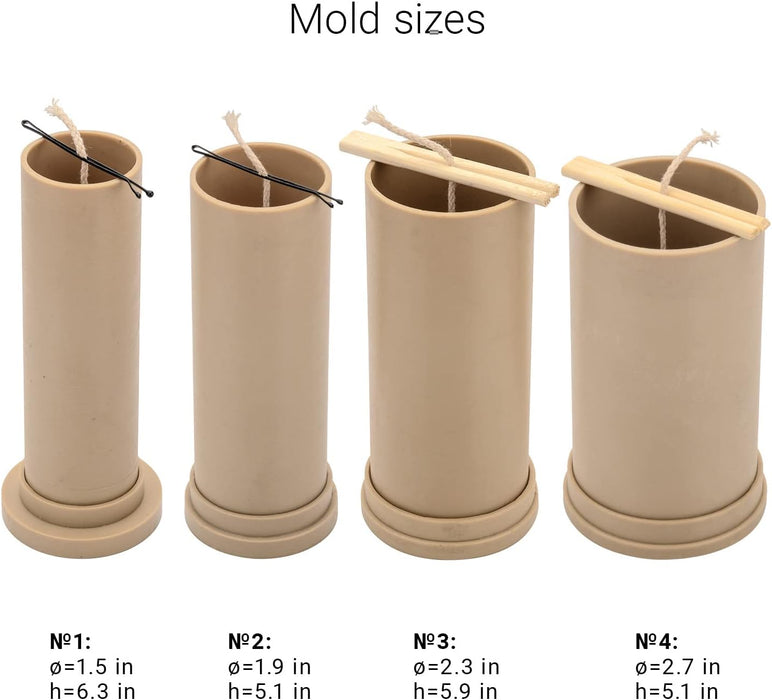 Candle molds for Making Candles - Plastic Сylinder Form Set (4 Candle molds)