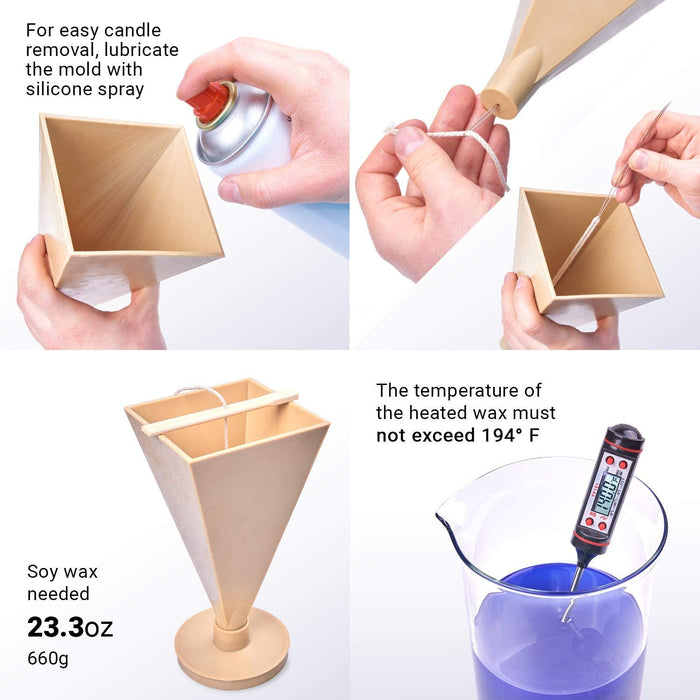 Candle Making Mold - Plastic Pyramidal Mold - Size 8.2х3.9x3.9 in