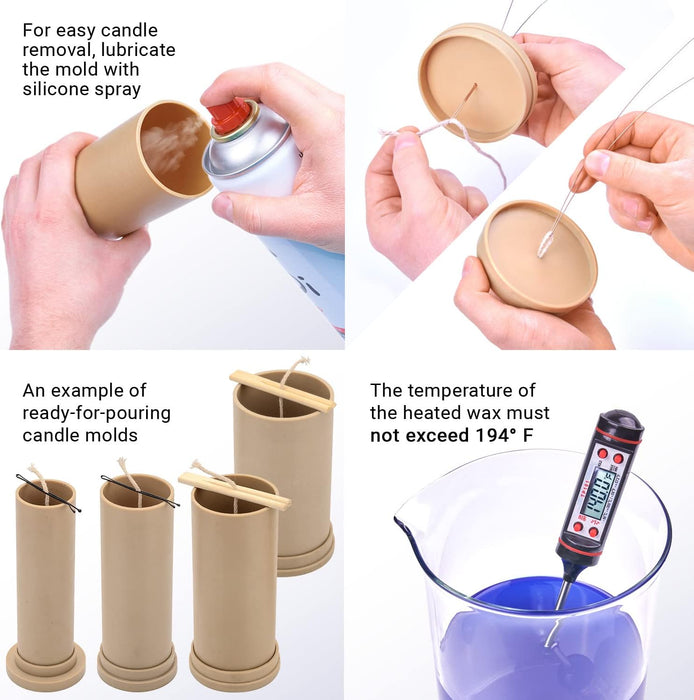 Candle molds for Making Candles - Plastic Сylinder Form Set (4 Candle molds)