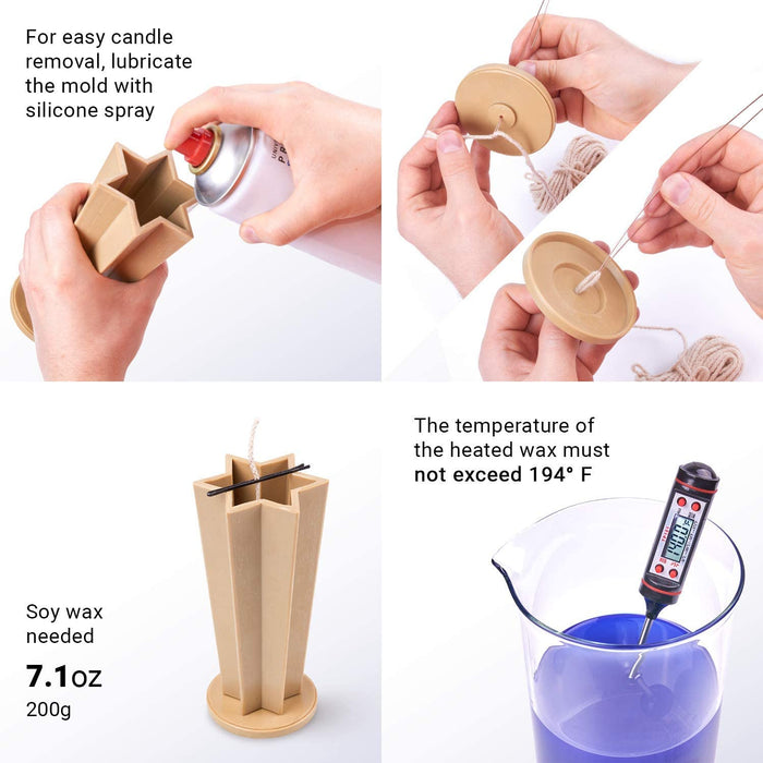 Candle Making Mold - Plastic Candle Mold Hexagon Form - 7.9x2.7x1.6 in