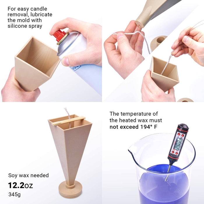 Candle Making Mold - Plastic Pyramidal Mold - Size 8.8х2.7x2.7 in
