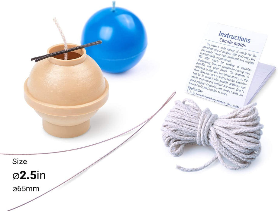 Candle Making Mold - Plastic Candle Mold Sphere Form - Ball Diameter: 2.5 in