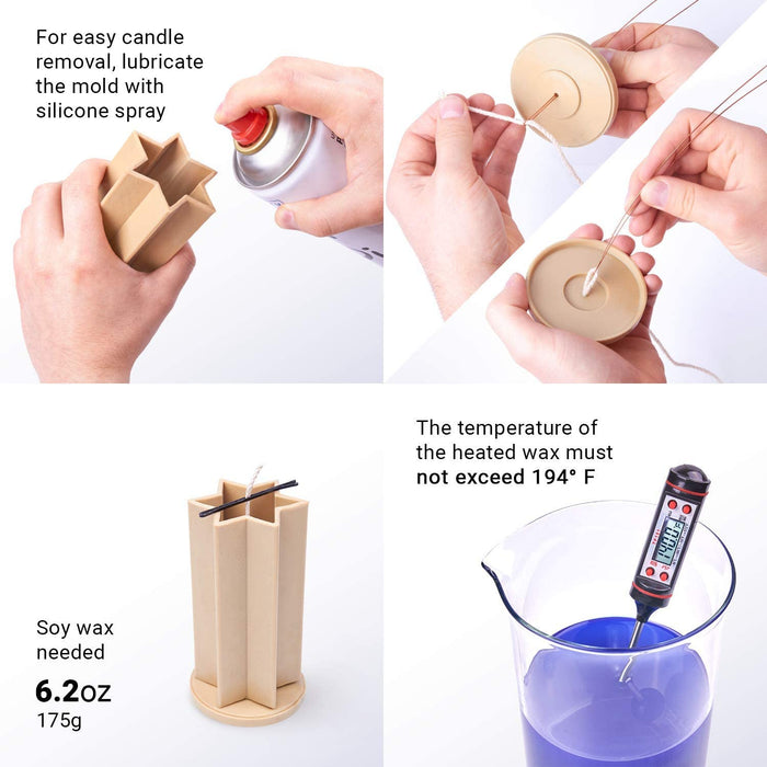 Candle Making Mold - Plastic Candle Mold Hexagon Form - Size 5.1x2.3 in