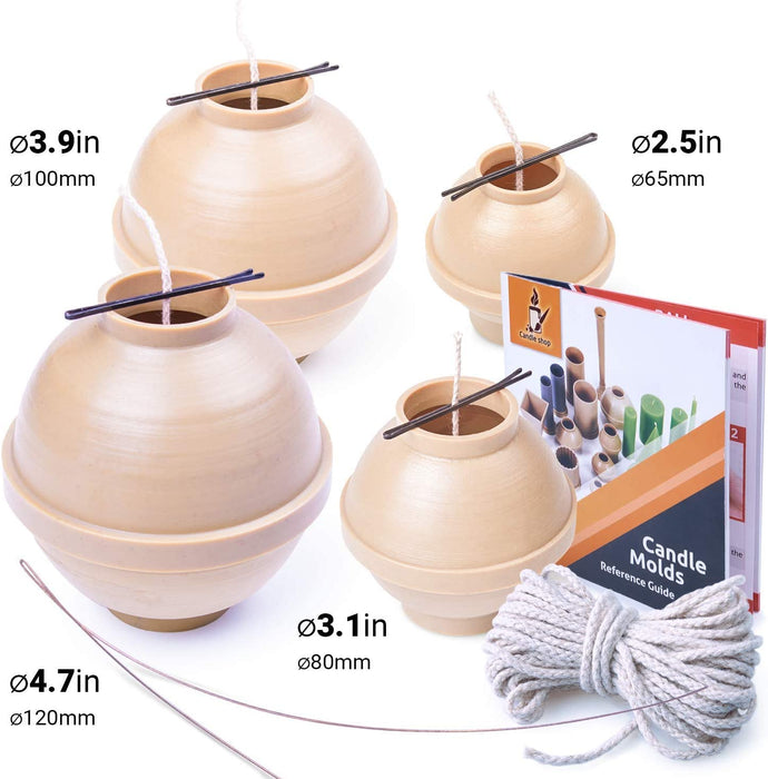 Candle molds for Making Candles - 4 Plastic Sphere Form in 1 Set